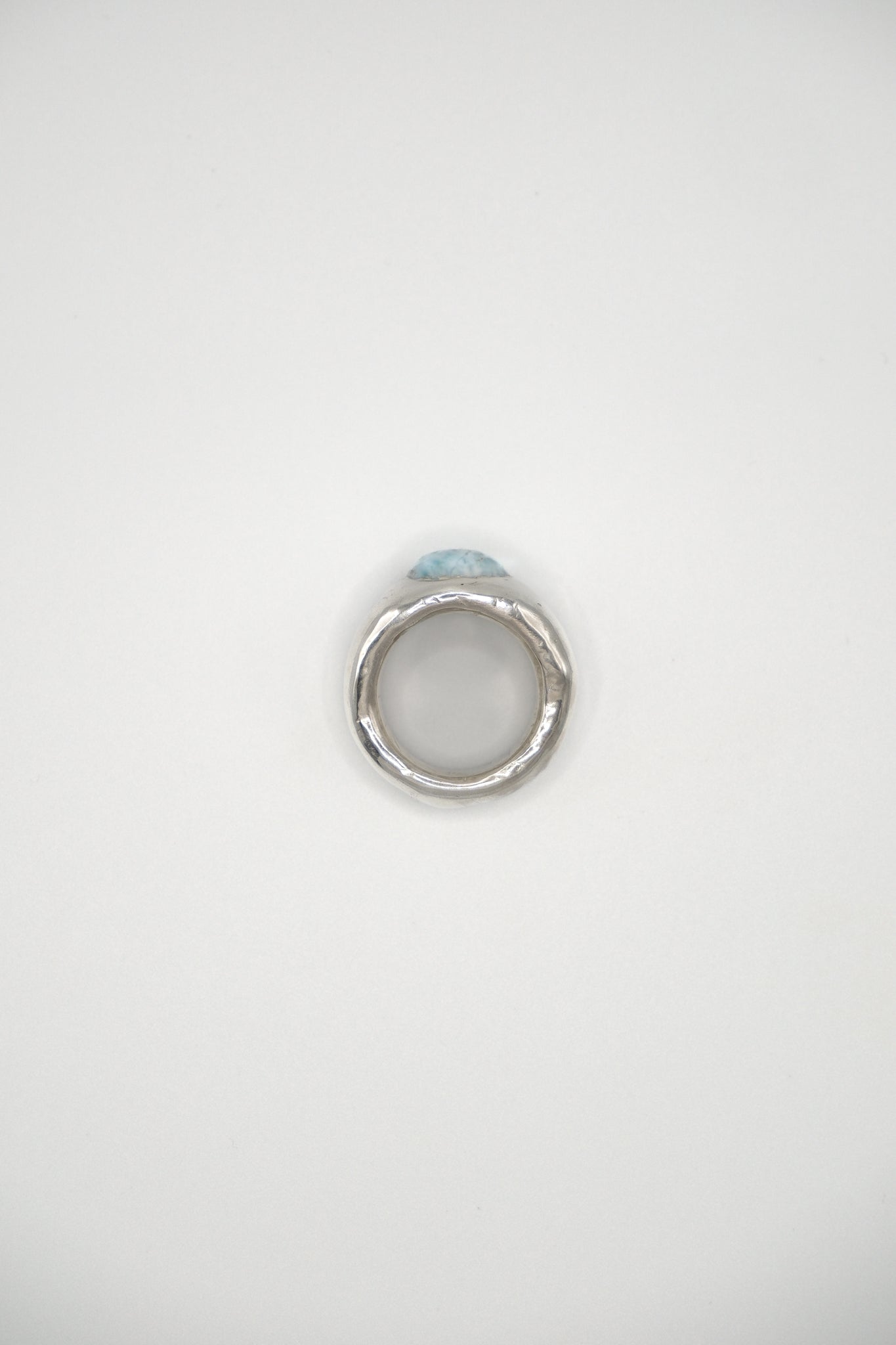 Sol and Mani chunky ring featuring a blue Larimar stone set in a cloud-inspired design.